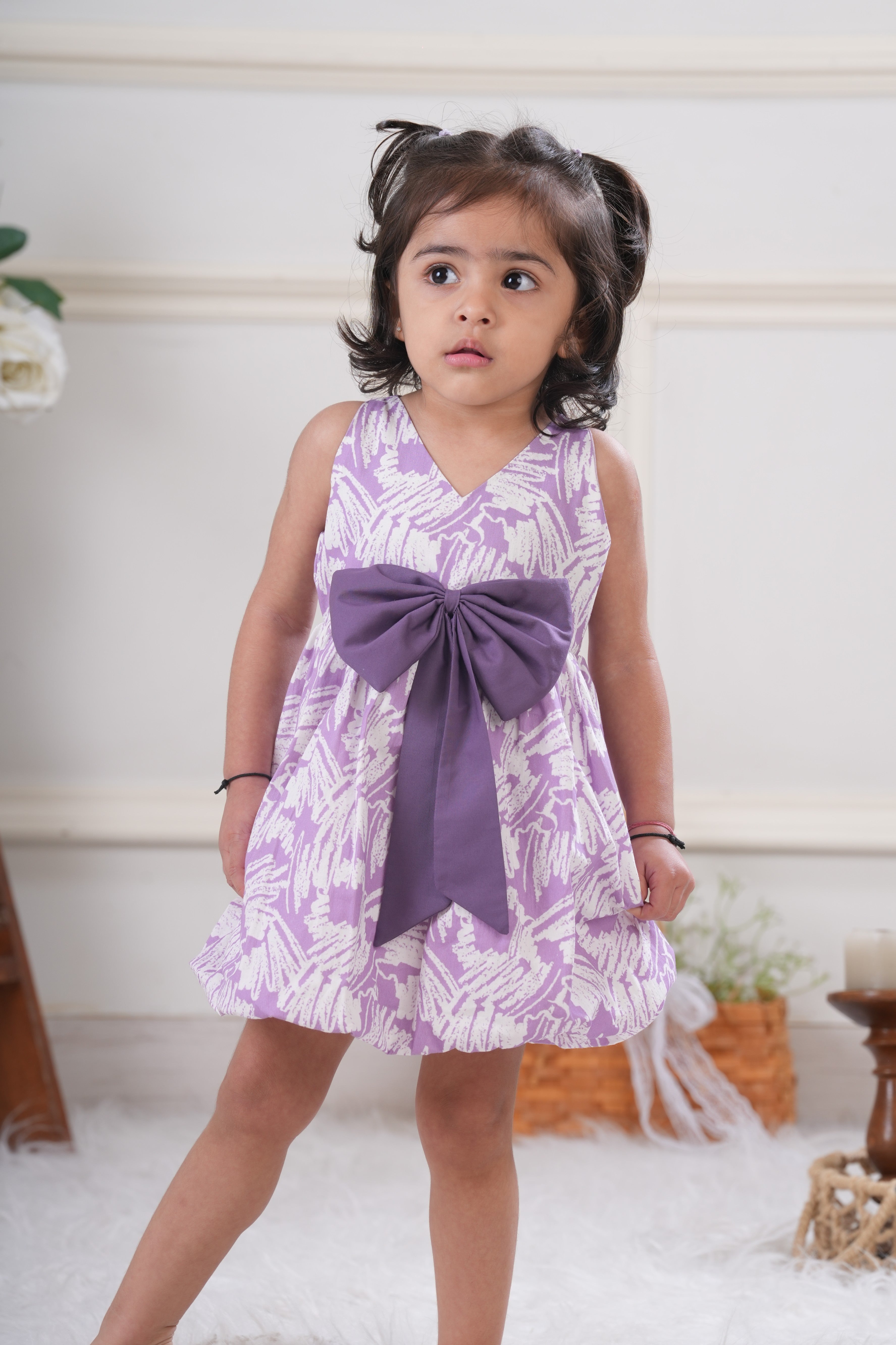 Purple Bubble-Bow Dress